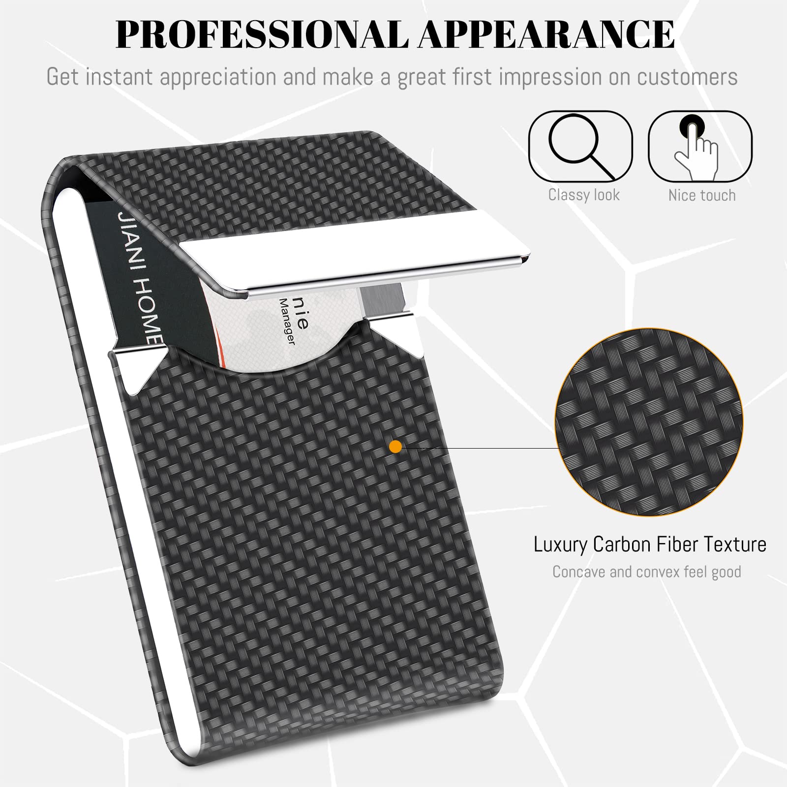 ZIBUYU Business Card Holder for Men Metal ID Card Holder Business Card Holder PU Leather Wallet Slim Card Case with Metal Cash Binder, 15 Cards - Black ZIBUYU Business Card Holder for Men Metal ID Card Holder Business Card Holder PU Leather Wallet Slim Card Case with Metal Cash Binder, 15 Cards - Black